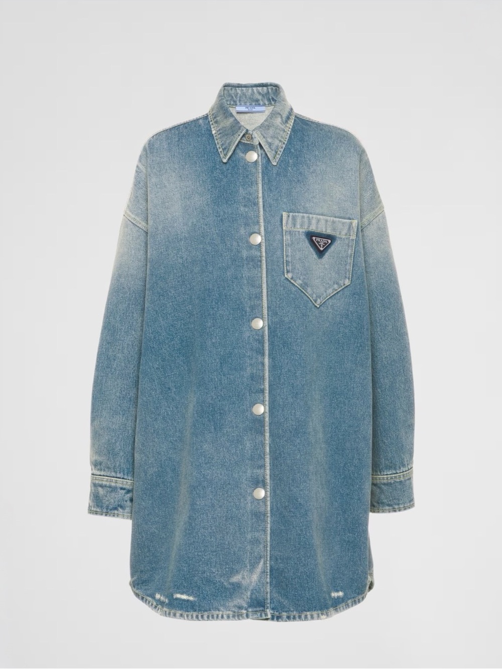 Washed Blue Denim Shirt Jacket